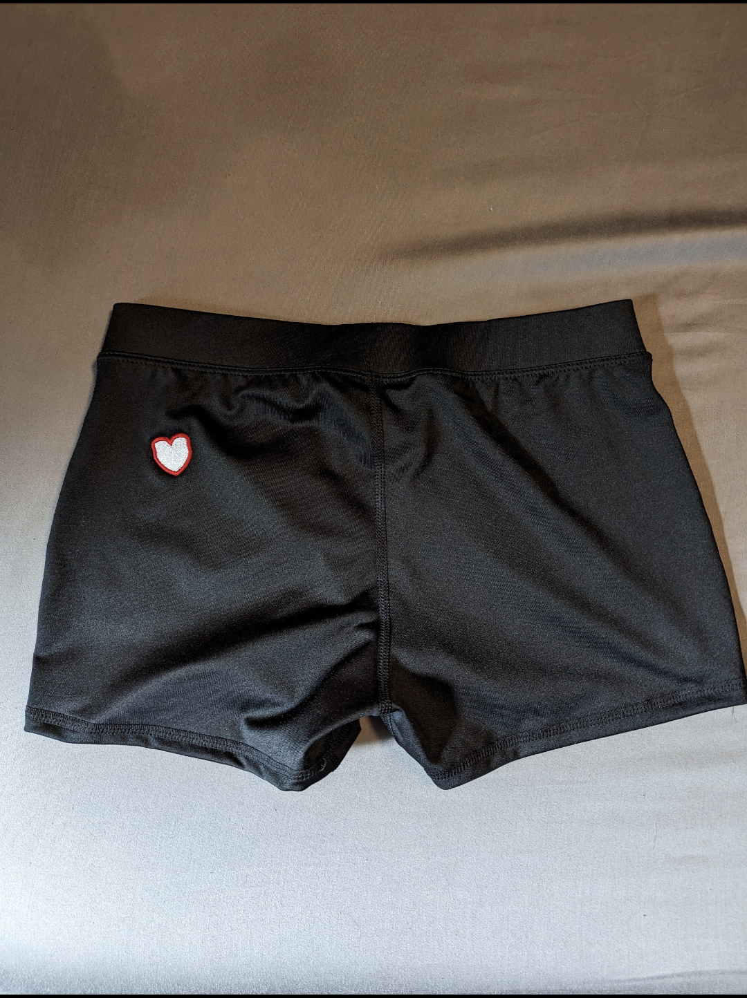 Shorts with Embroidered Logo Black Spandex